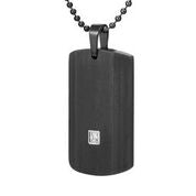 Mens Stainless Steel Black Carbon Fiber Pendant Necklace