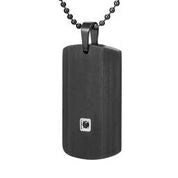 Mens Stainless Steel Black Carbon Fiber Pendant Necklace