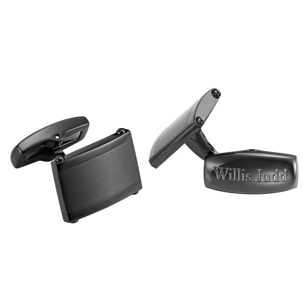 Willis Judd Men’s Black Stainless Steel Cufflinks with Gift Pouch