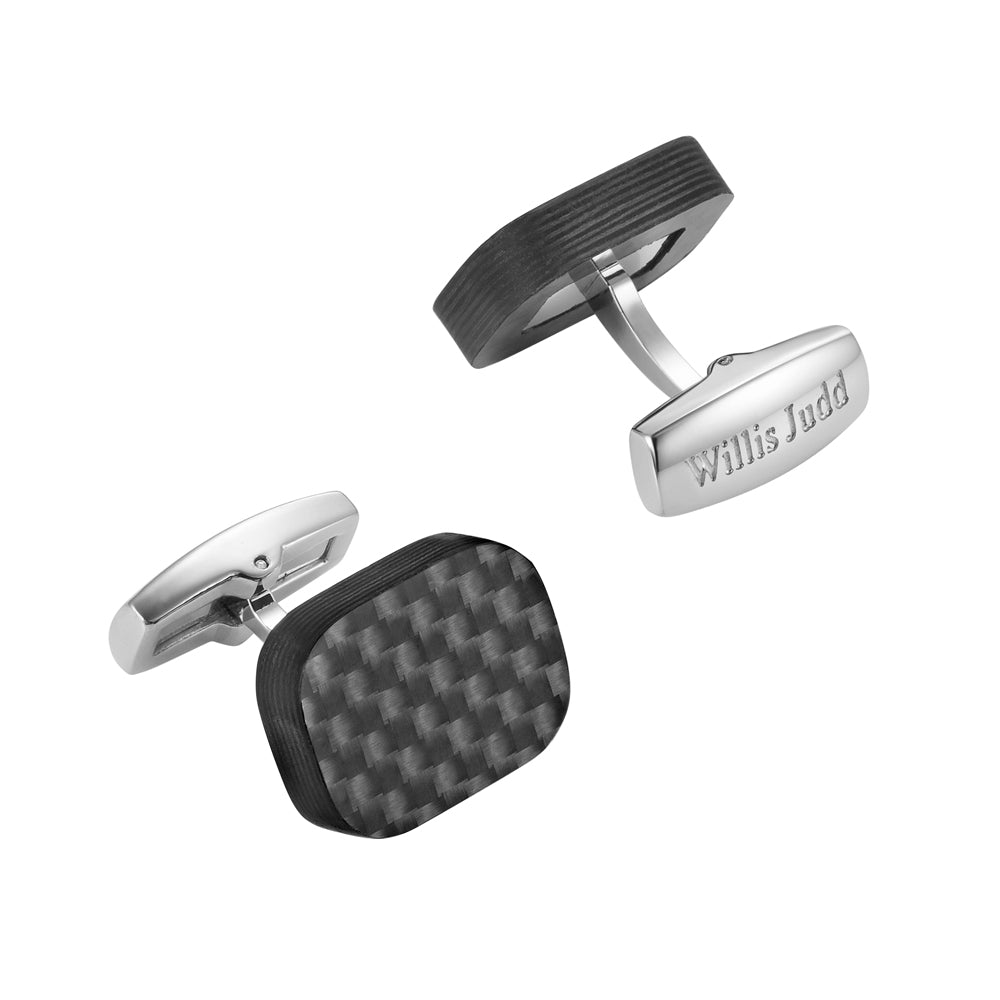 Willis Judd Mens Pure Solid Carbon Fiber Cuff Links
