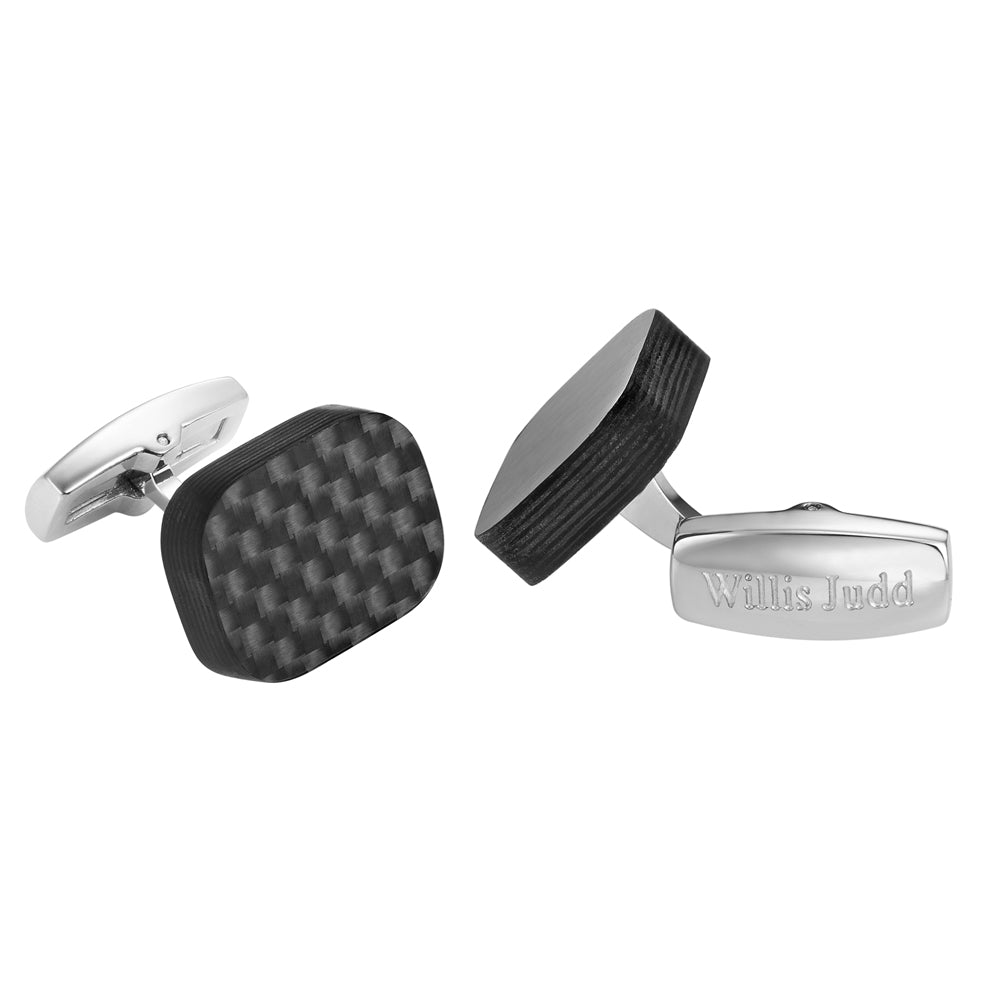 Willis Judd Mens Pure Solid Carbon Fiber Cuff Links