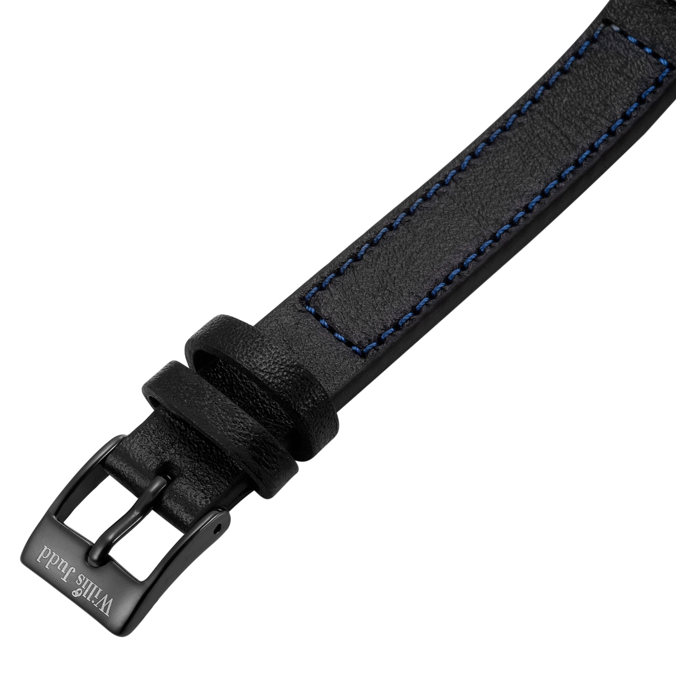 Mens Blue Carbon Fiber Leather Bracelet Etched I Love You