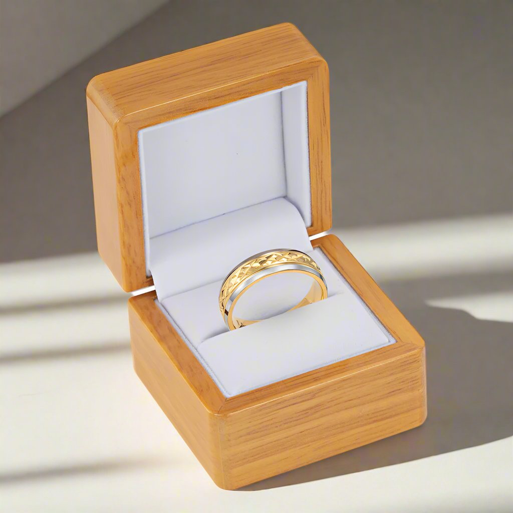 Mens 7mm Titanium Band Ring Two Tone