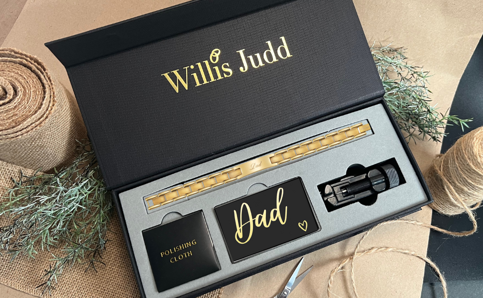 Dad Bracelet Etched Best Dad Ever Gold Titanium