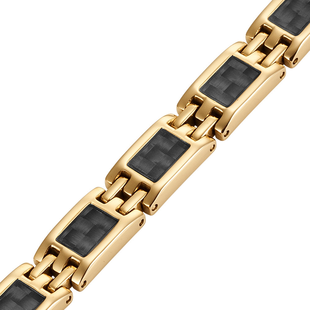 Ladies Magnetic Bracelet, Gold with Carbon Fiber, Size Adjustable By Willis Judd