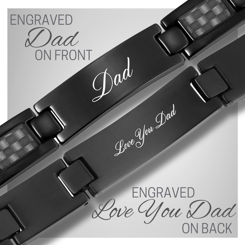 Mens Dad Bracelet Etched Love You Dad In Gift Box