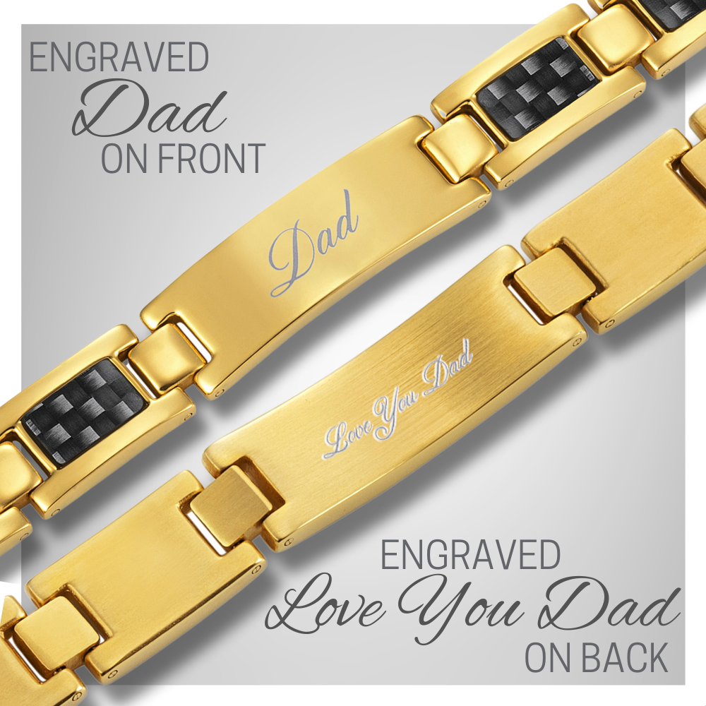 Dad Bracelet Gold Titanium Etched Love You Dad