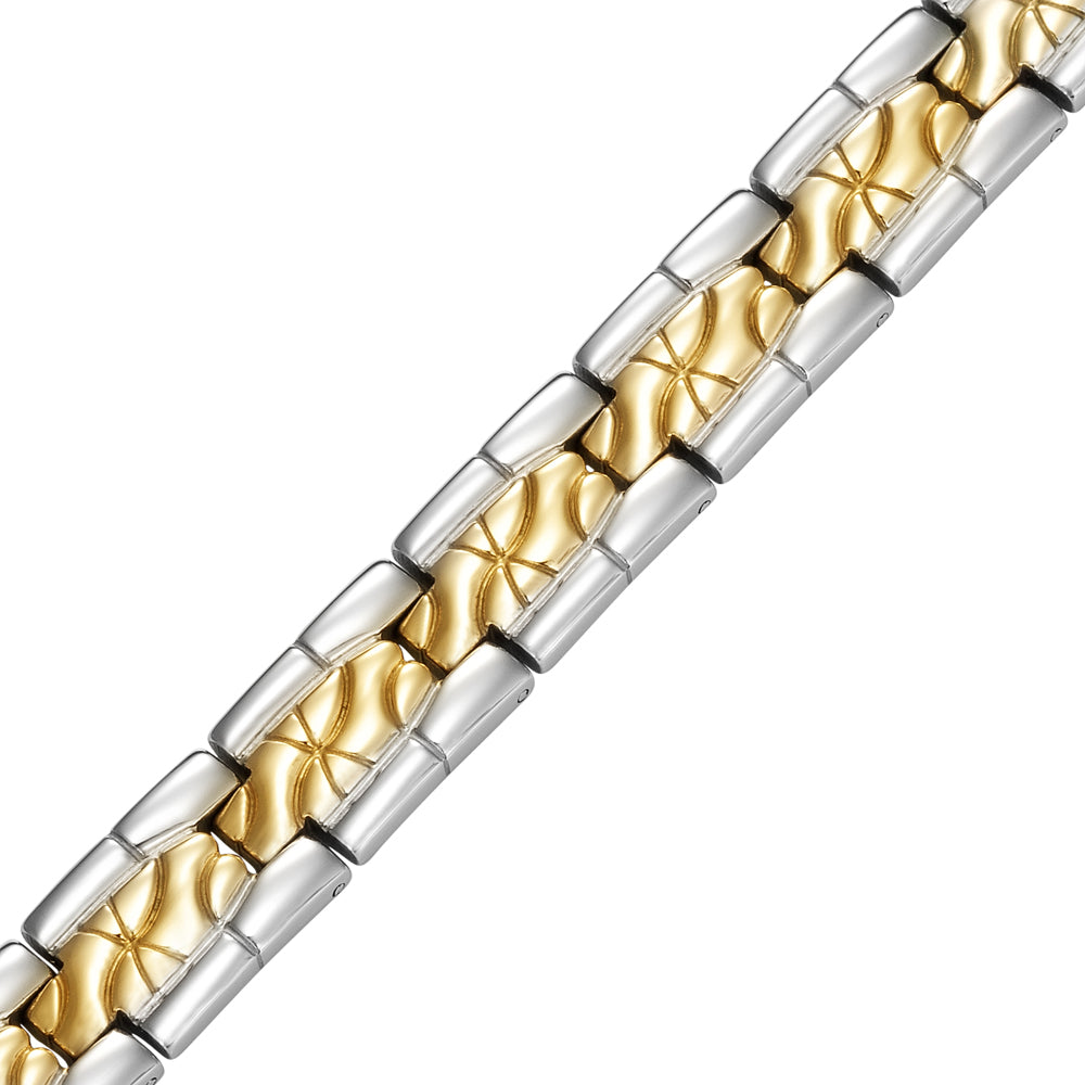 Mens Magnetic Bracelet, Gold Two Tone, Size Adjustable By Willis Judd
