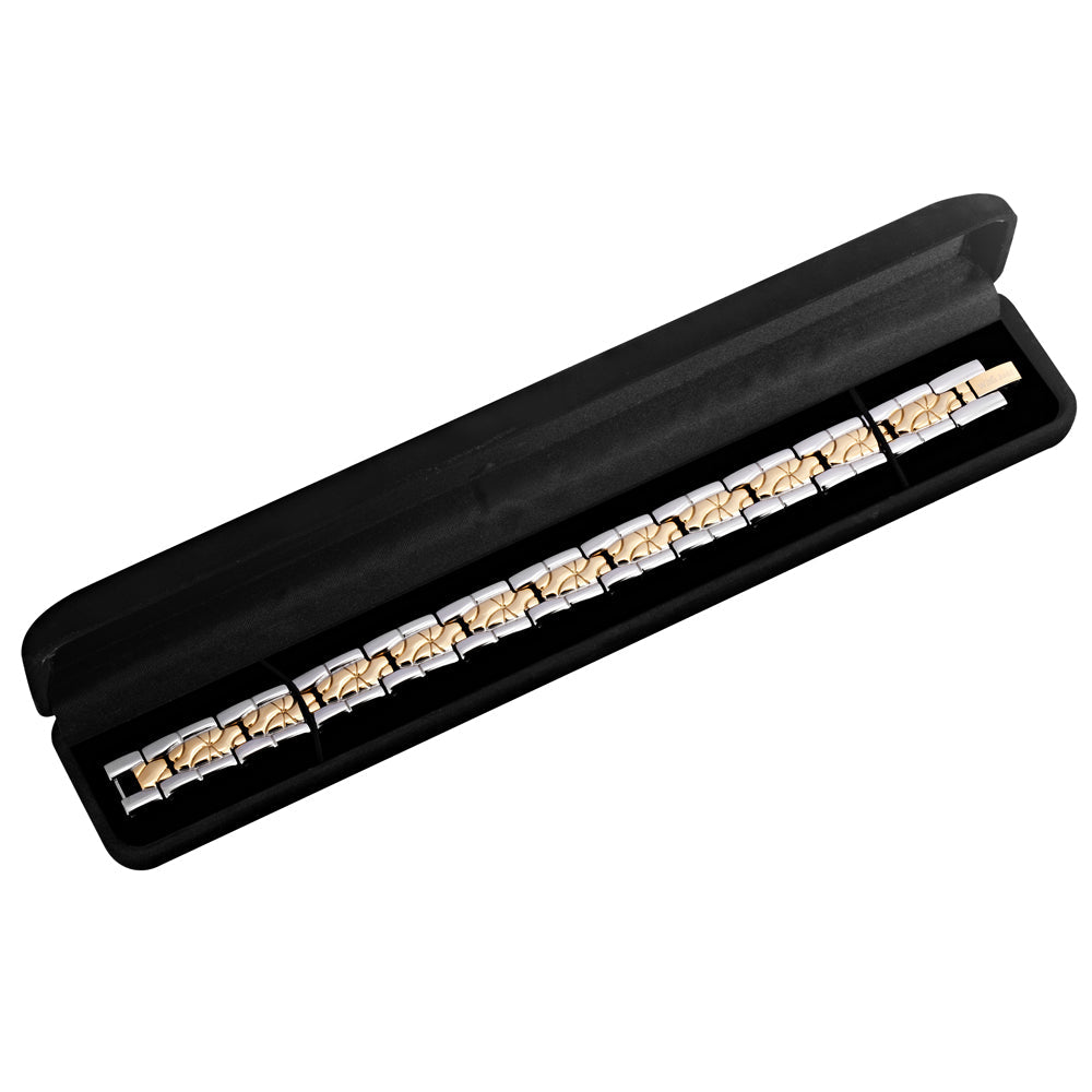 Mens Magnetic Bracelet, Gold Two Tone, Size Adjustable By Willis Judd