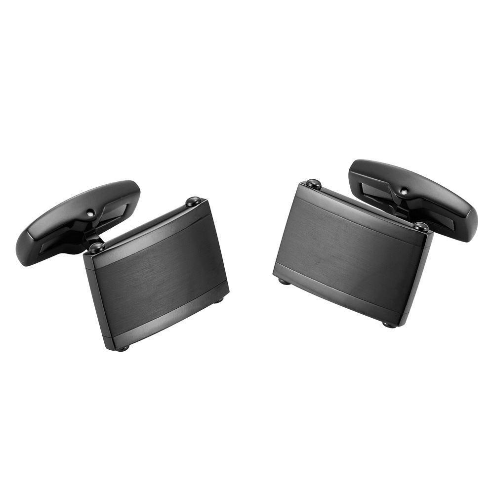 Willis Judd Men’s Black Stainless Steel Cufflinks with Gift Pouch