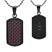 Mens Red Carbon Fiber Pendant Etched 'I Love You'