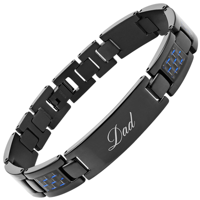 Mens Dad Bracelet Engraved Love You Dad by Willis Judd