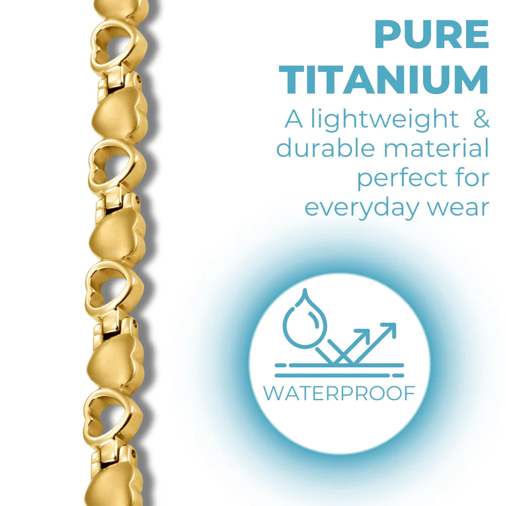 Magnetic Therapy Necklace with Love Hearts in Gold Tone Titanium