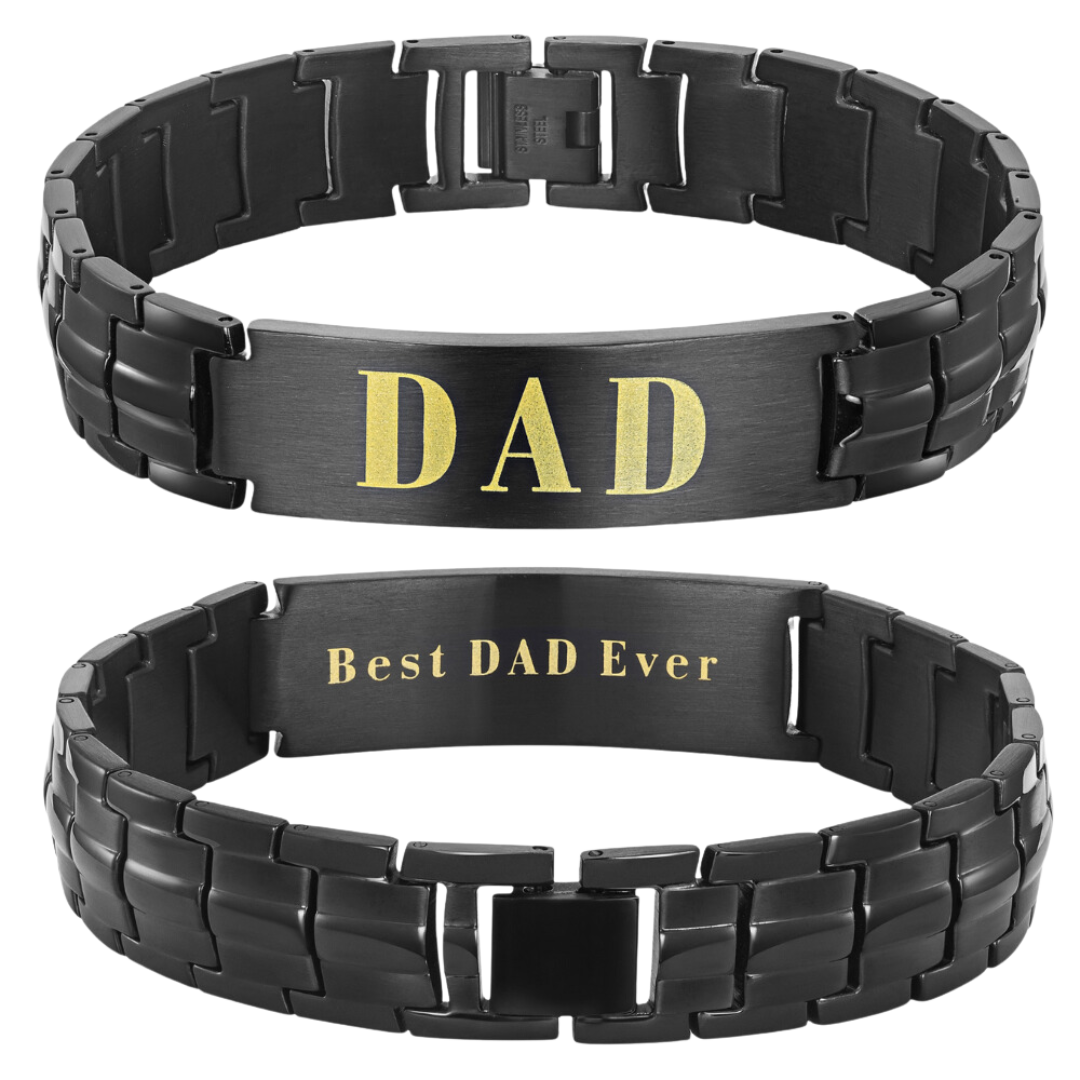 Dad Bracelet Etched Best Dad Ever (gold)