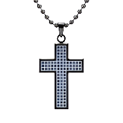 Mens Cross Blue CZ diamond pendant