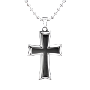 Mens Cross Black Carbon Fibre Pendant