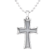 Mens Stainless Steel Black Carbon Fiber Pendant Necklace