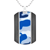 Mens Stainless Steel Black Carbon Fiber Pendant Necklace