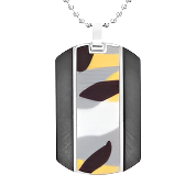 Mens Stainless Steel Black Carbon Fiber Pendant Necklace