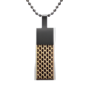 Mens Stainless Steel Black Carbon Fiber Pendant Necklace