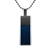 Mens Stainless Steel Black Carbon Fiber Pendant Necklace