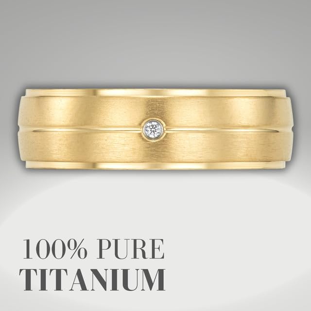 Willis Judd Titanium Mens Gold Ring CZ Engraved I Love You in Wooden Gift Box 7mm