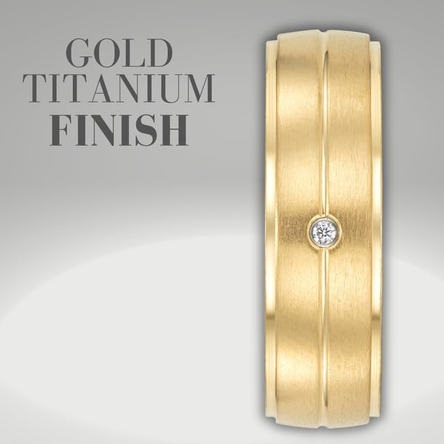 Willis Judd Titanium Mens Gold Ring CZ Engraved I Love You in Wooden Gift Box 7mm