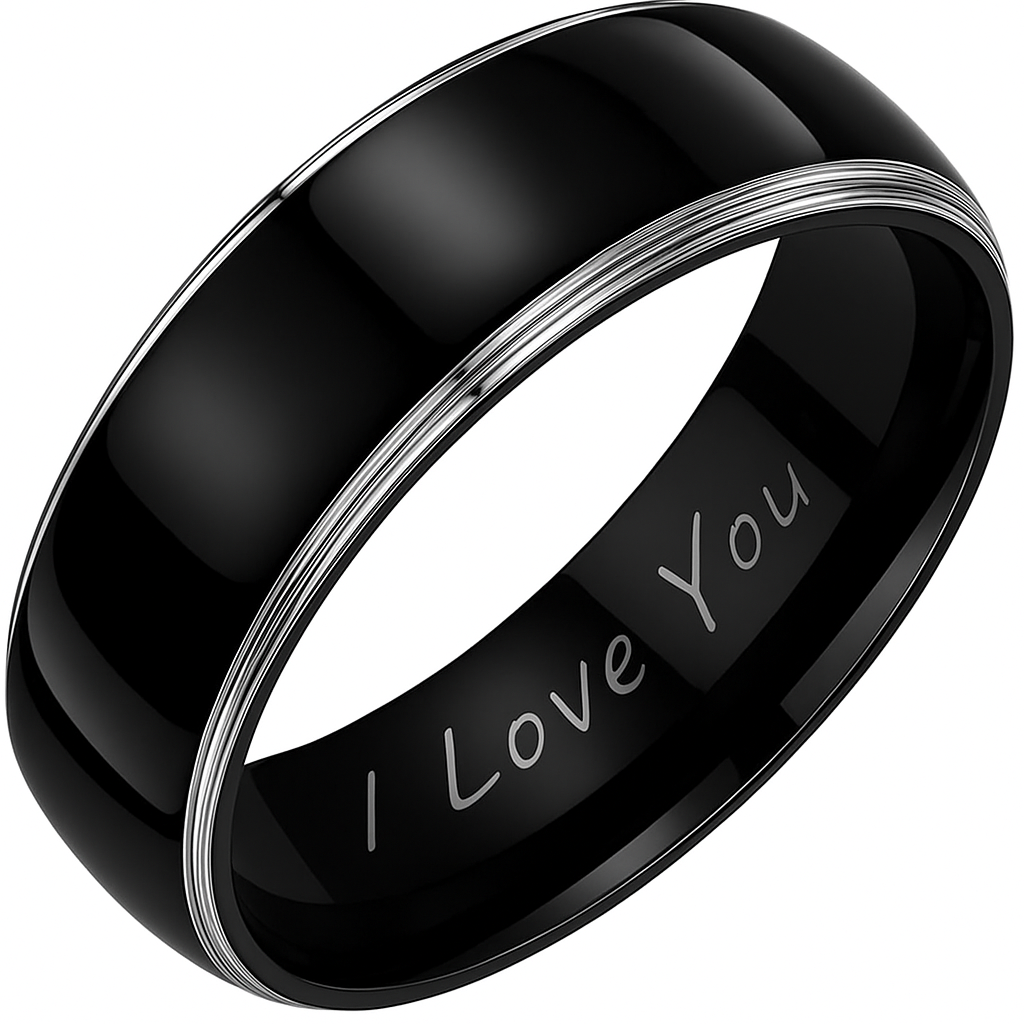 I Love You Mens Titanium Ring