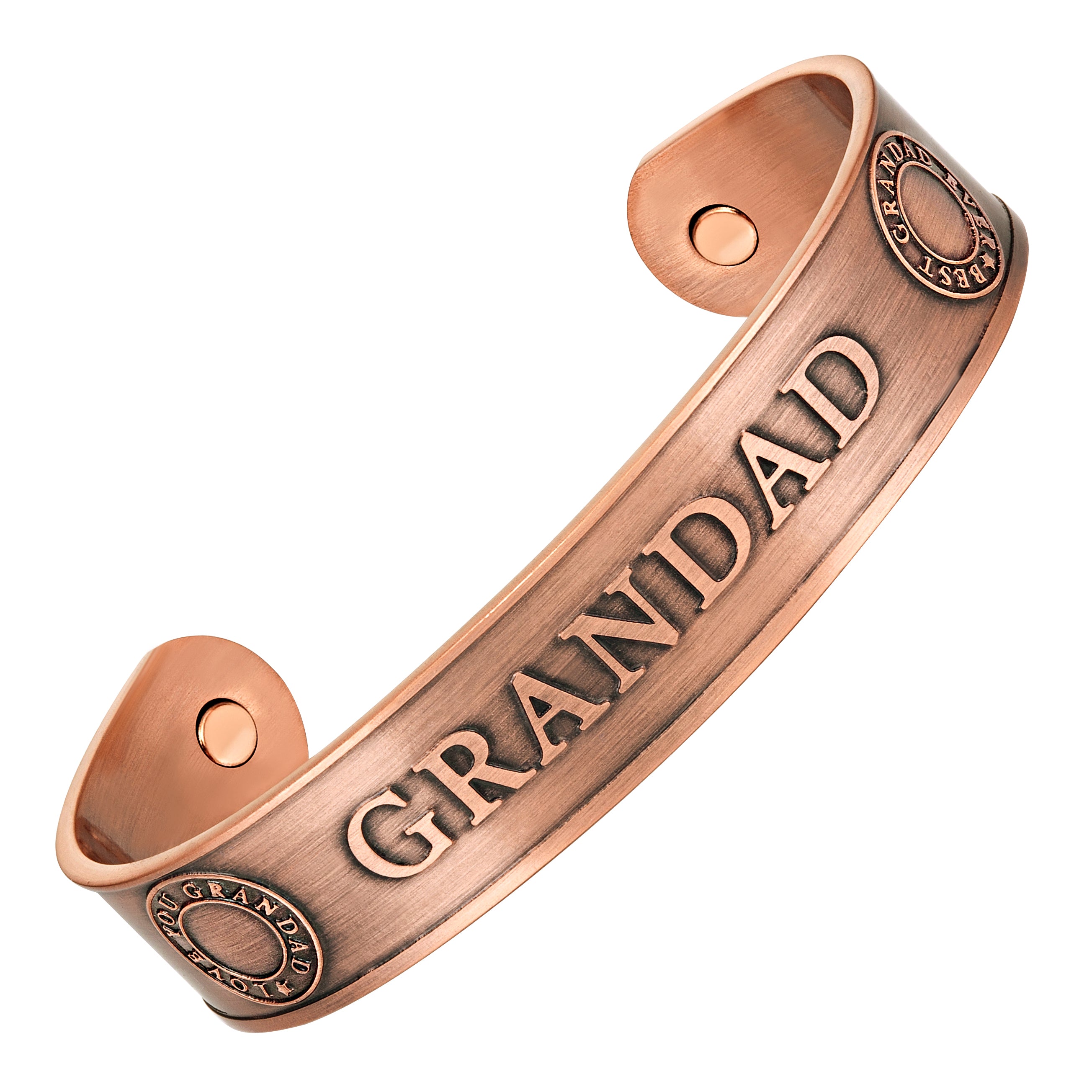Men's Magnetic Grandad Copper Bracelet Embossed Best Grandad Ever & Love You Grandad