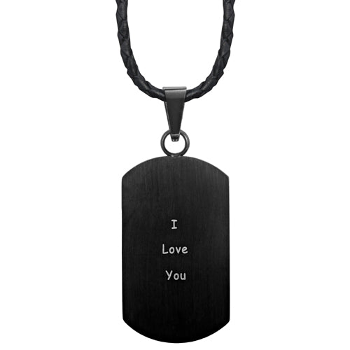 Men's Black Carbon Fibre Pendant Etched 'I Love You'