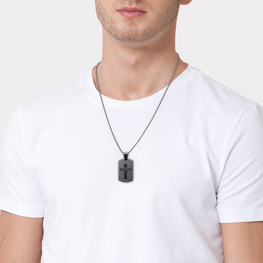 Men's Cross Carbon Fiber Pendant