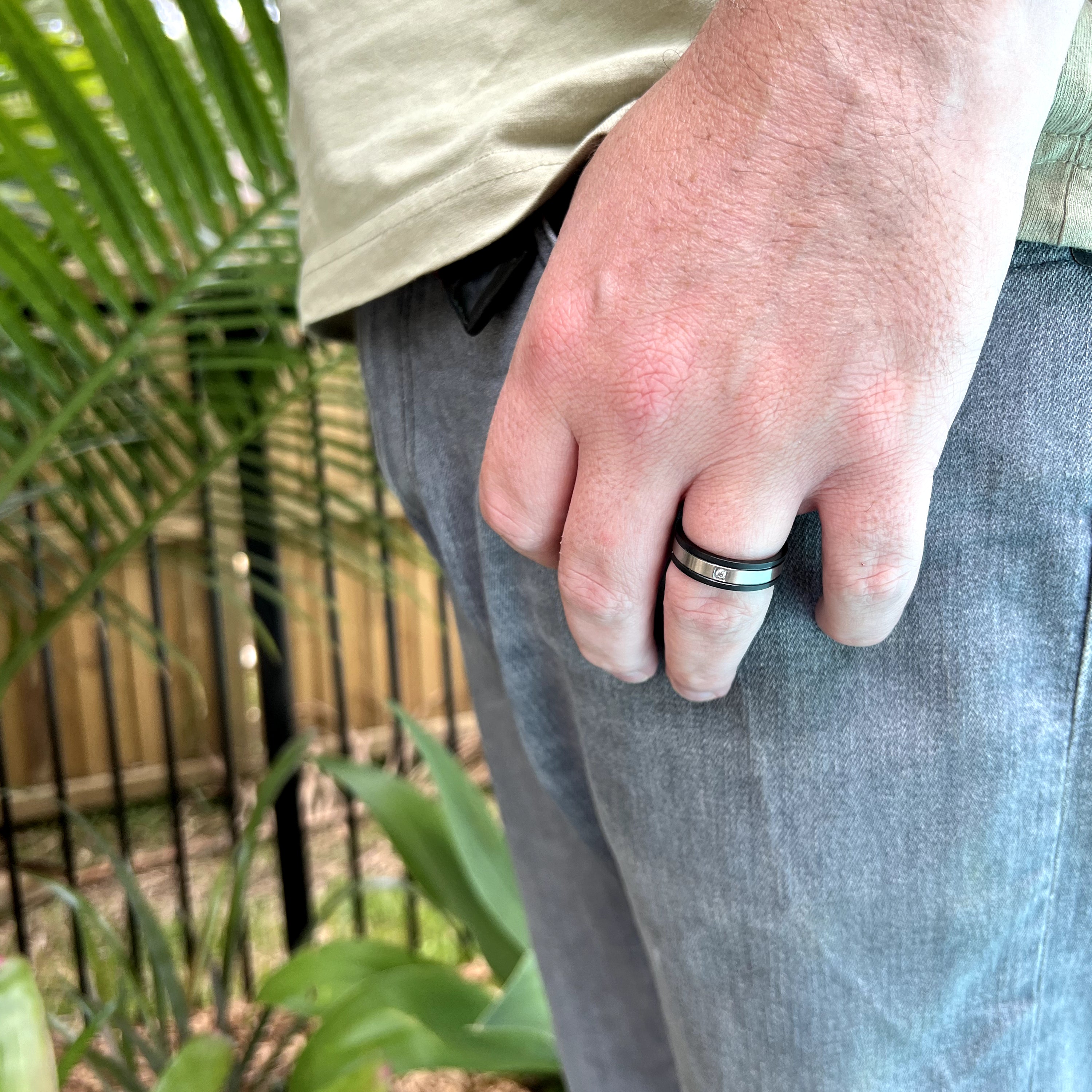 Mens Titanium Band Ring Etched I Love You