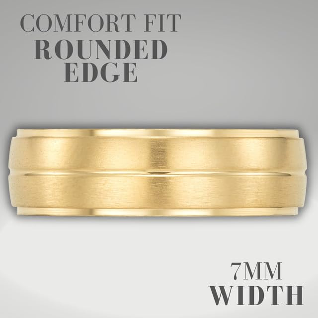 Willis Judd Titanium Mens Gold Ring Engraved I Love You in Wooden Gift Box 7mm