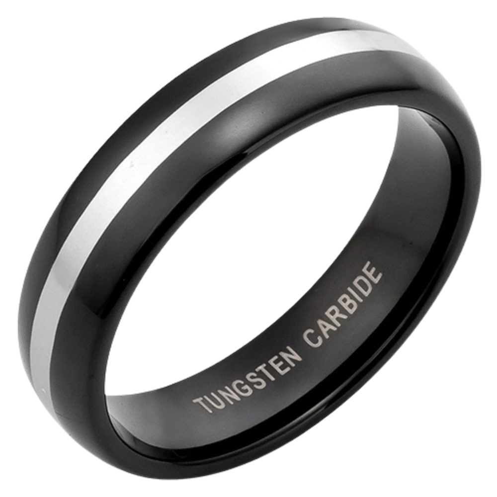 Men's Tungsten Carbide Ring Two Tone Black