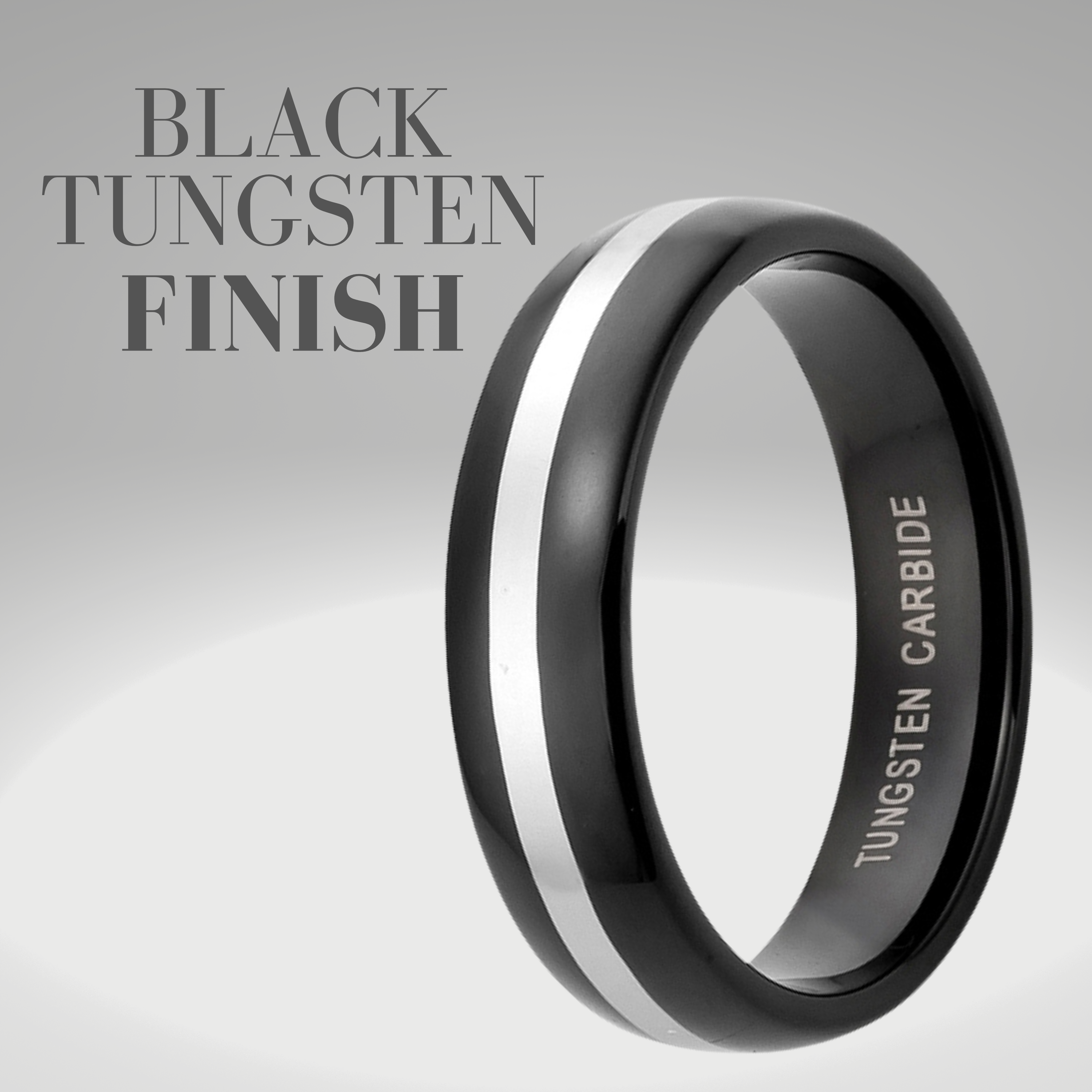 Men's Tungsten Carbide Ring Two Tone Black