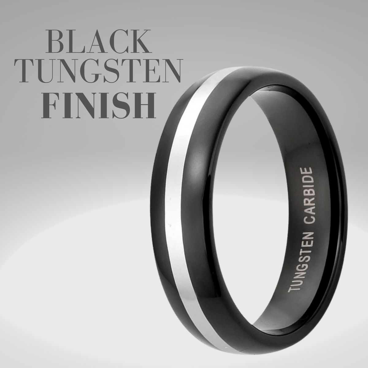 Men&#39;s Tungsten Carbide Ring Two Tone Black