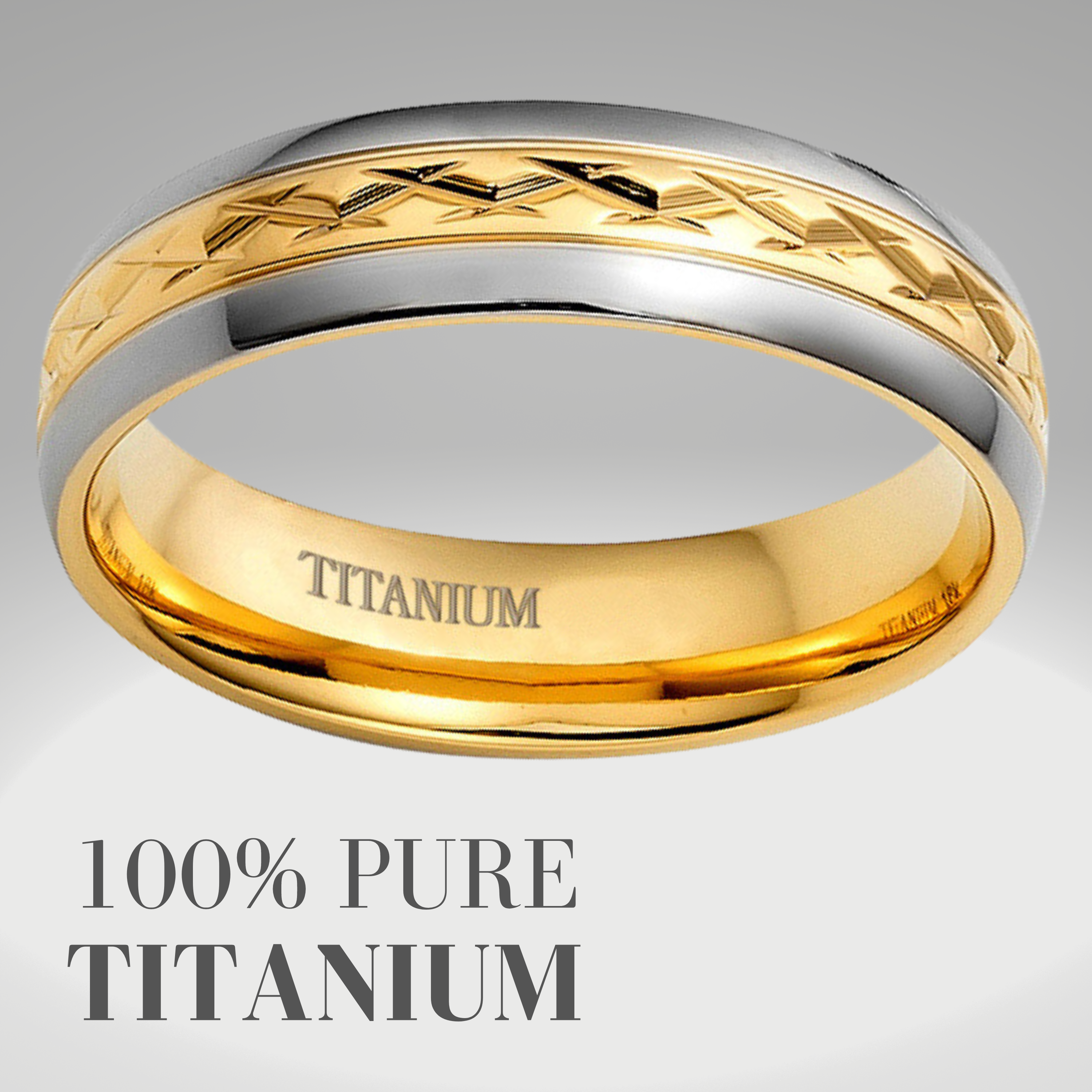 Mens 7mm Titanium Band Ring Two Tone