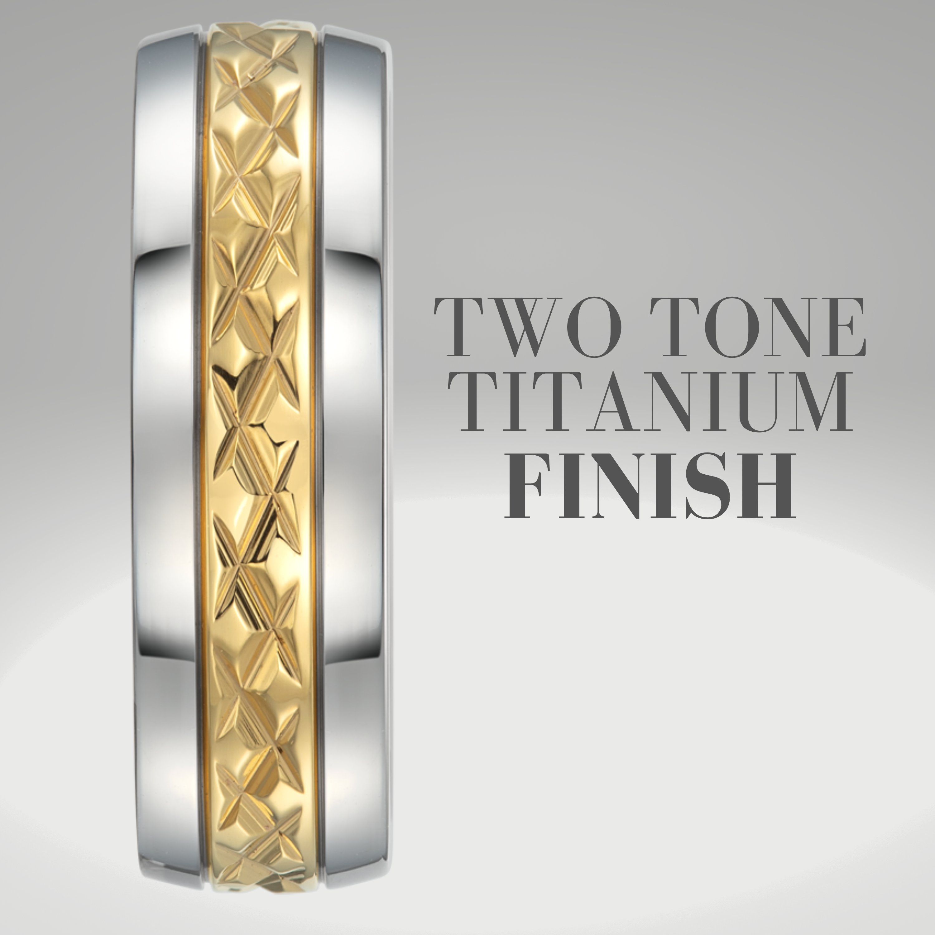 Mens 7mm Titanium Band Ring Two Tone