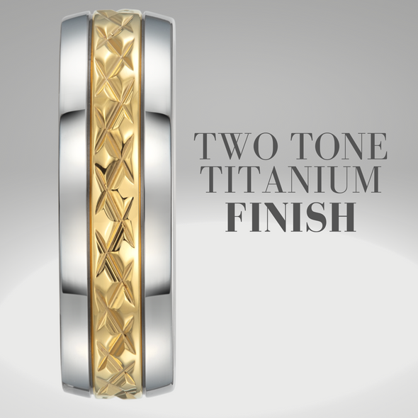 Mens 7mm Titanium Band Ring Two Tone