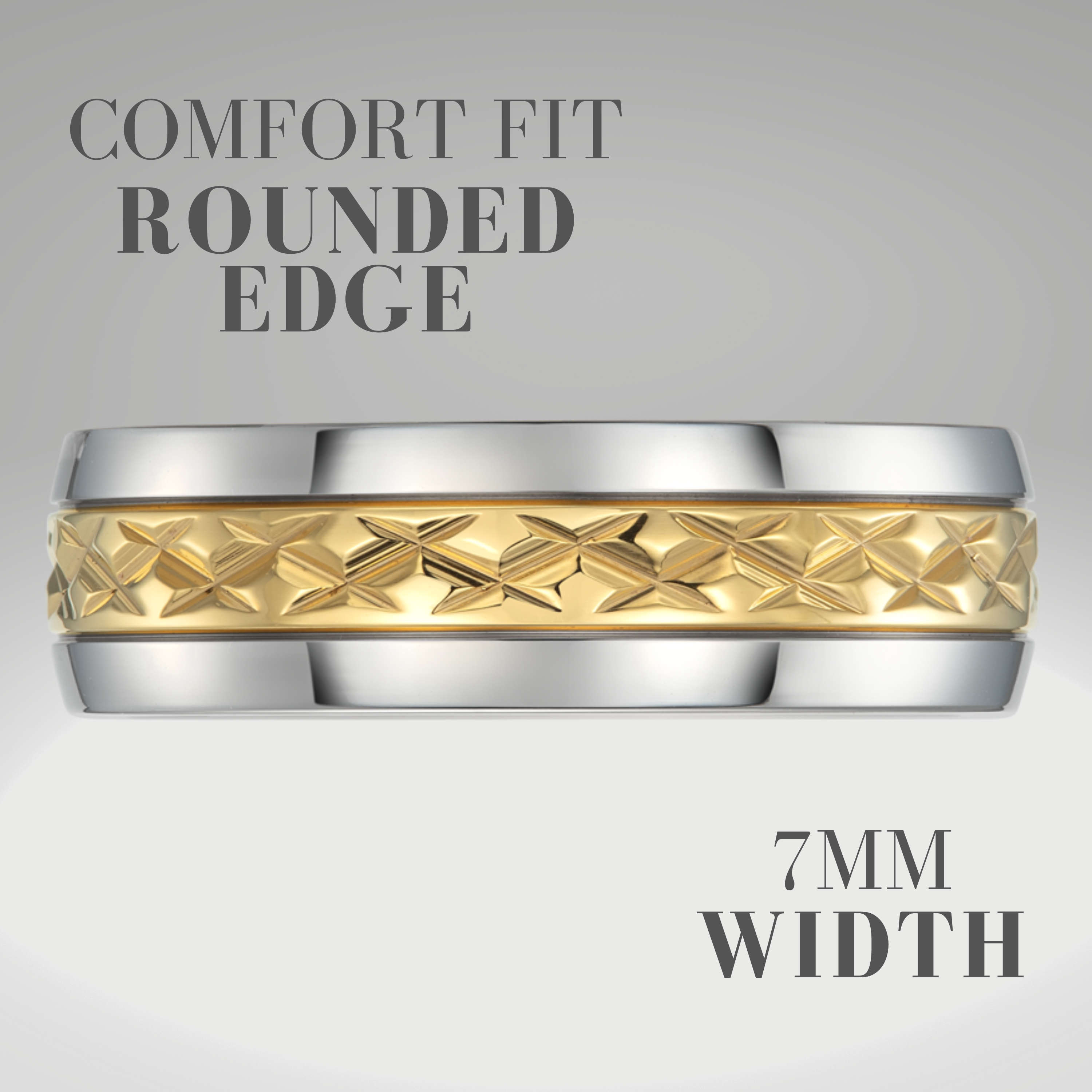 Mens 7mm Titanium Band Ring Two Tone