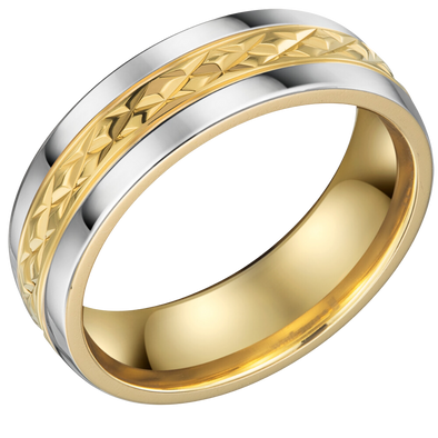 Mens 7mm Titanium Band Ring Two Tone