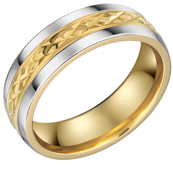 Mens 7mm Titanium Band Ring Two Tone