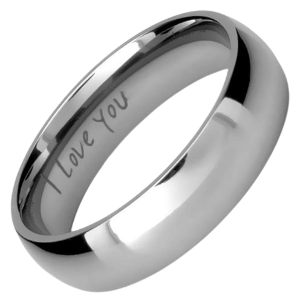 Men's Titanium Wedding Band Ring Engraved I Love You