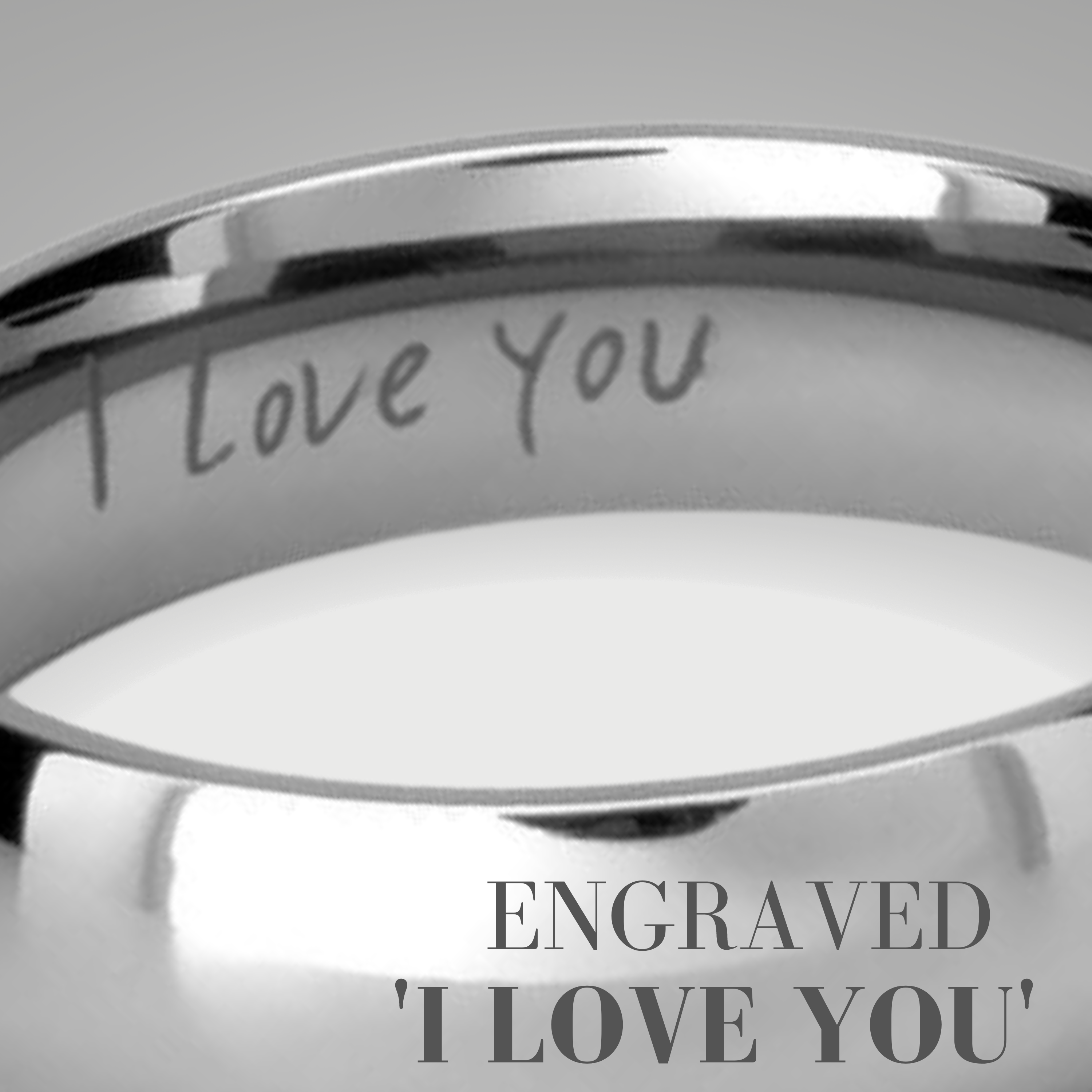 Men s Titanium Wedding Band Ring Etched I Love You