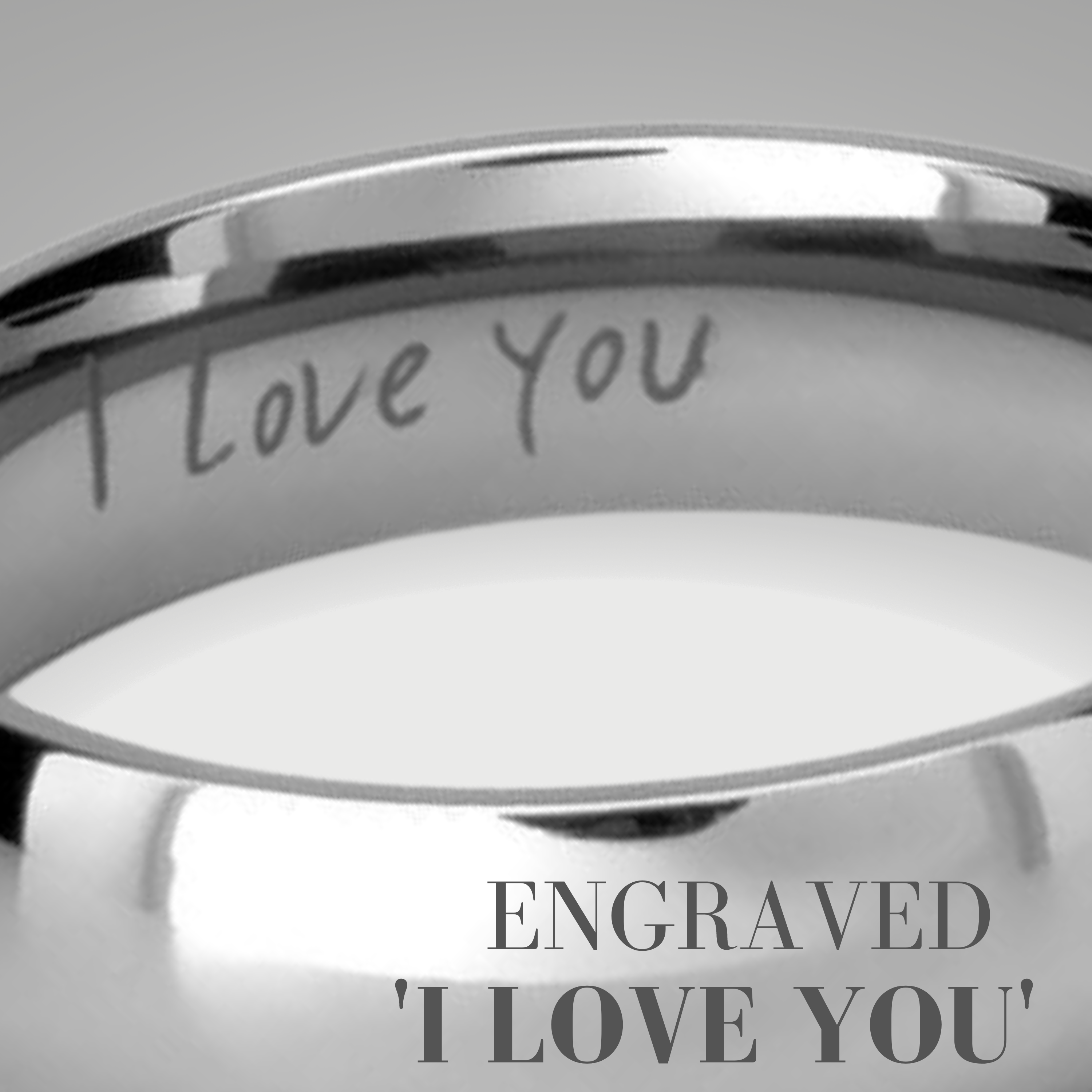 Men's Titanium Wedding Band Ring Etched I Love You