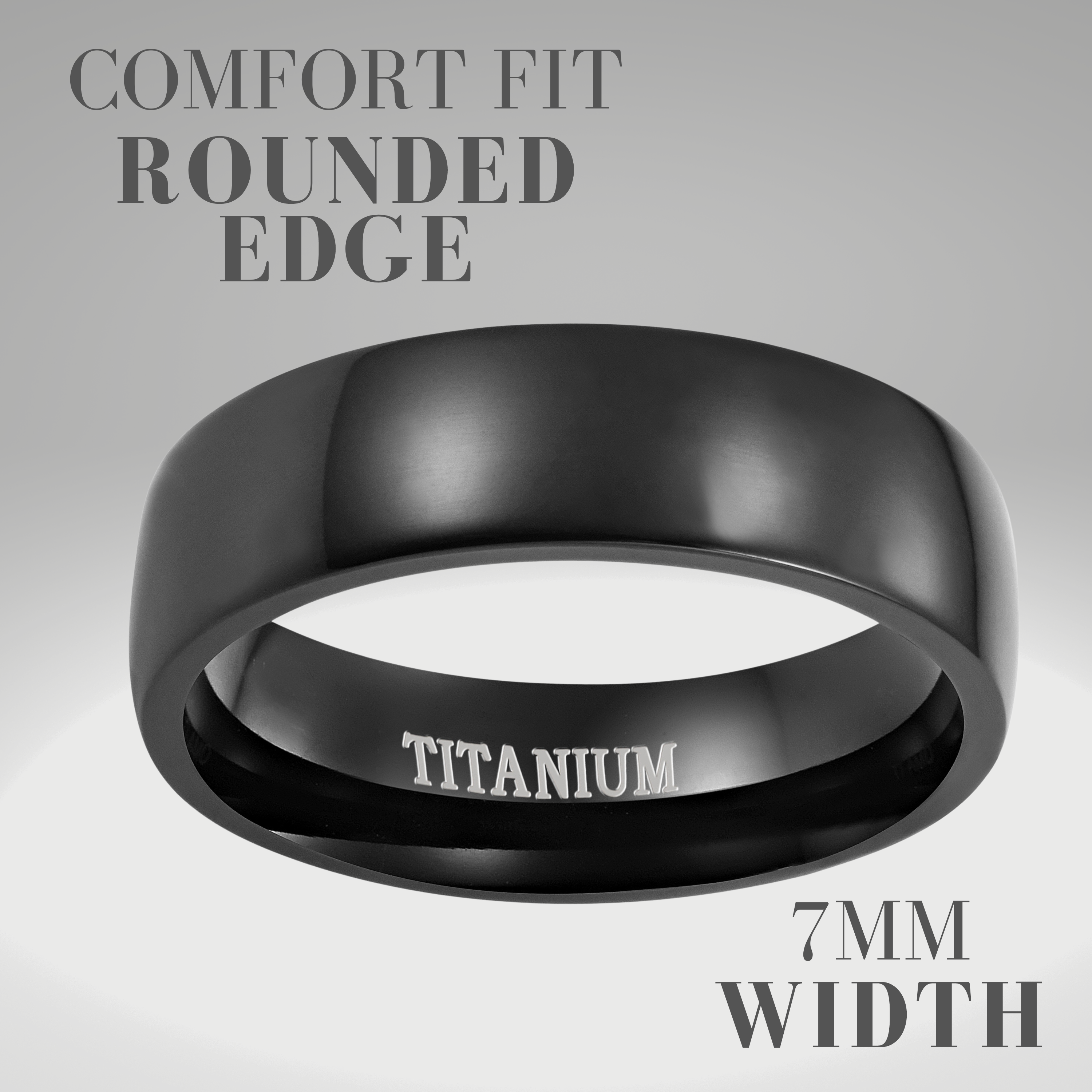 Men's 7mm Black Titanium Band Ring