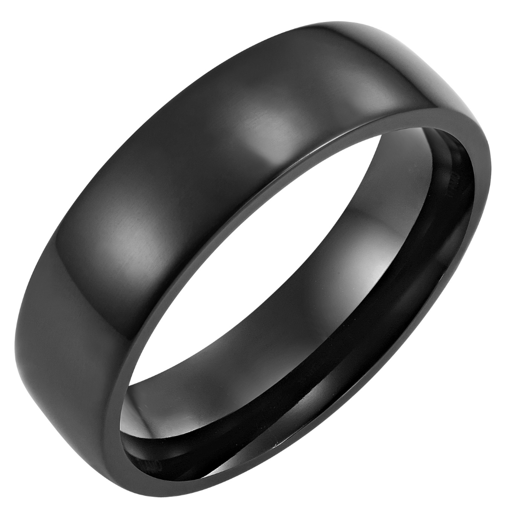 Mens classic black titanium ring