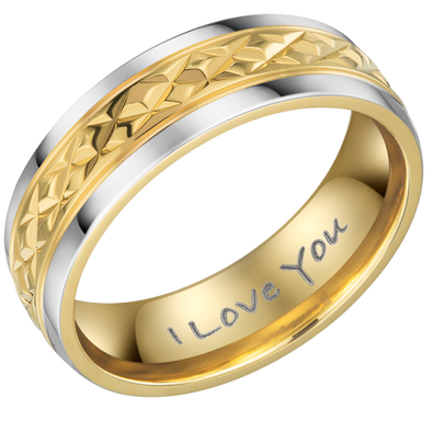 Mens Titanium Ring Engraved I Love You 7mm
