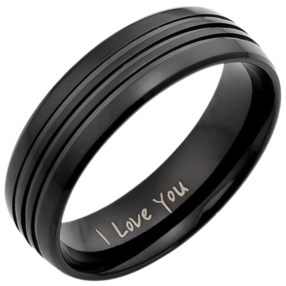 Mens Titanium Ring Etched 'I Love You' 8mm