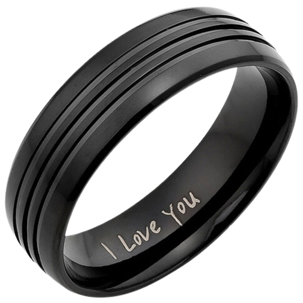 Mens Titanium Ring Etched I Love You 8mm
